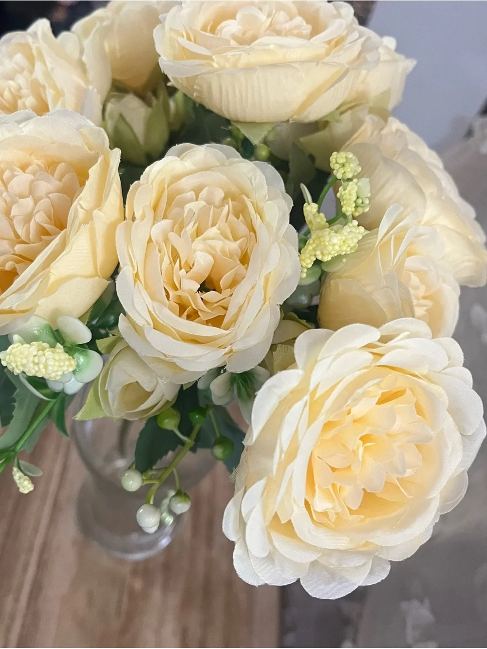 Neutral color cream/tan artificial flowers bouquet